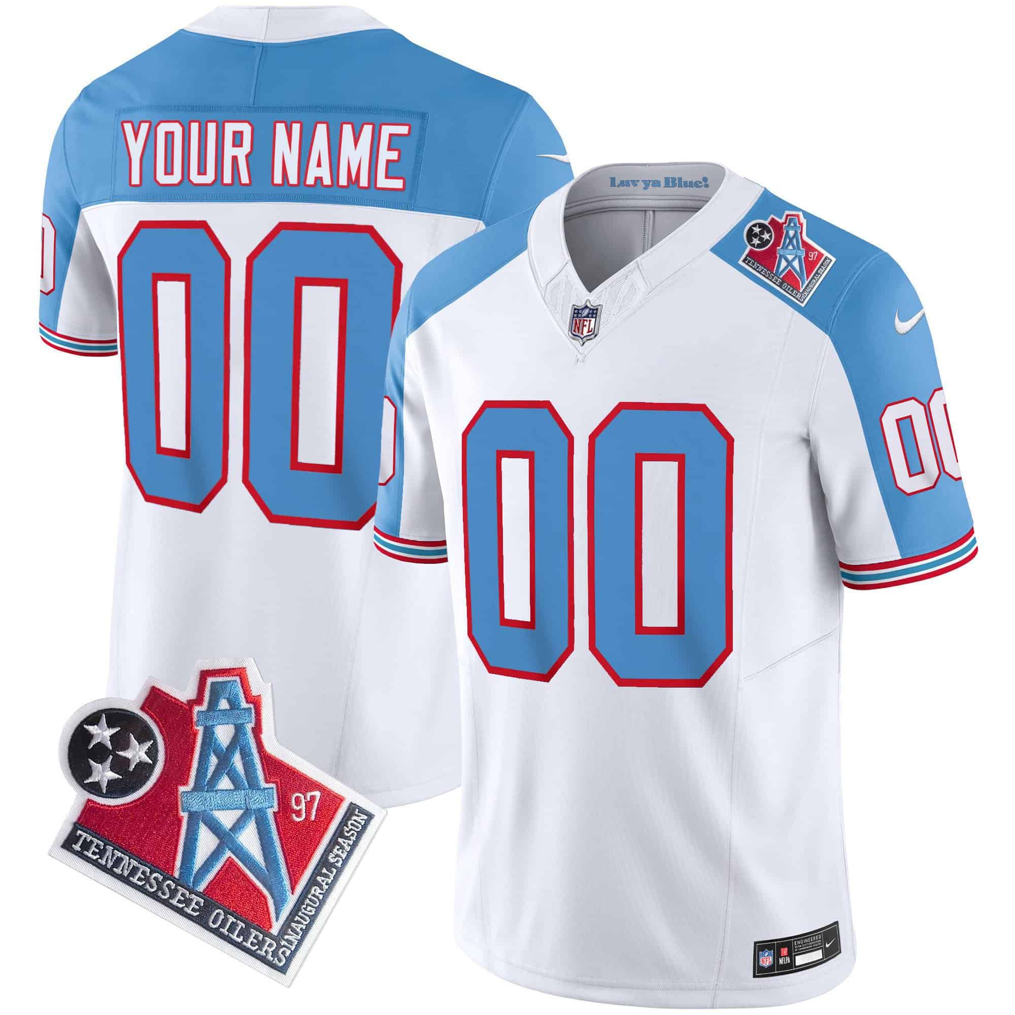 Men Tennessee Titans White 1997 Throwback 2024 Nike Limited Vapor Custom NFL Jersey style 1